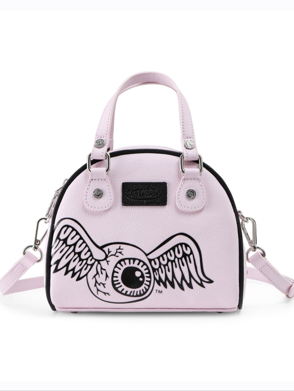 NWT Von Dutch Pink & Black Flying Eye Mini Bowling Bag Satchel Crossbody